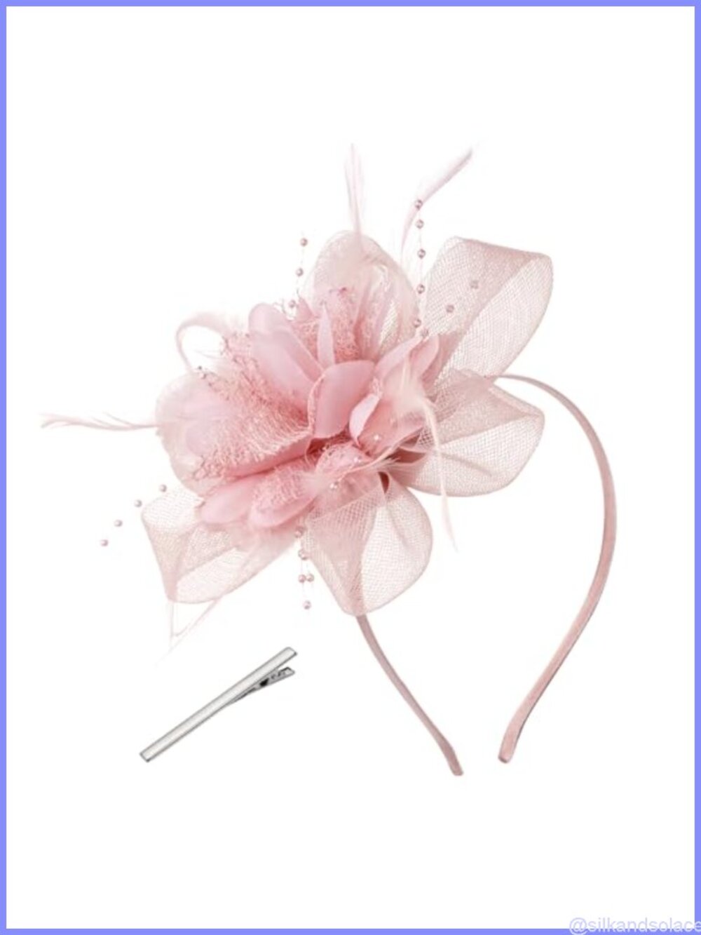 Vintage Fascinator Hat Mesh Feathers Chiffon Flower Tea Party Wedding Cocktail